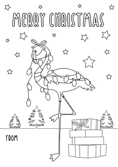 Christmas Flamingo Colouring Card created by Zoe-Claire