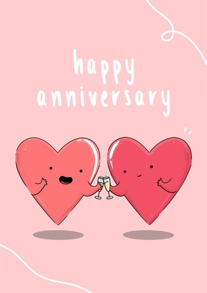 Cute Love Hearts Anniversary Card - Prosecco - Happy Anniversary created by The Tipsy Turtle