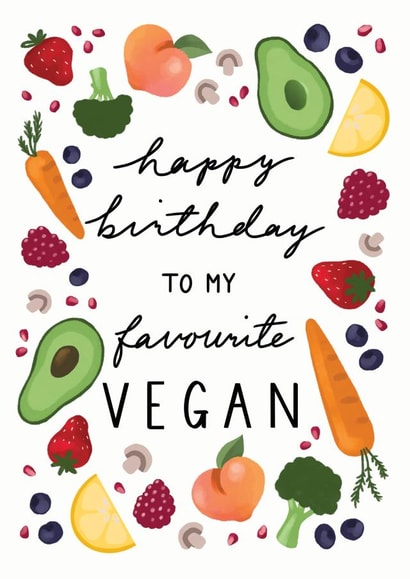 vegan fruit Birthday Card 20701 created by emiliedrawsthings