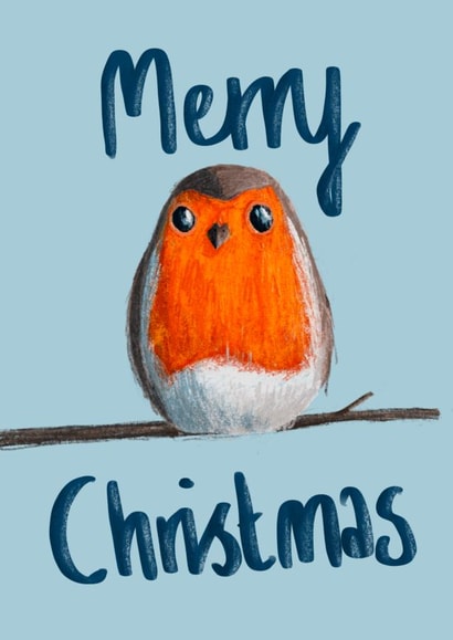 Arty - Festive Robin - Hand Painted - Painted - Merry Christmas Robin - Cute - Classic - Traditional - Christmas Card created by Tris Drew