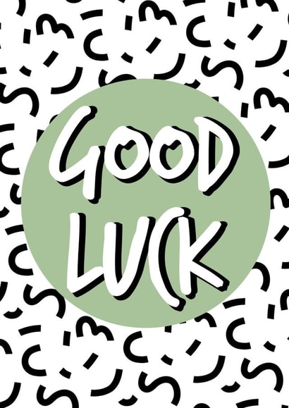 Abstract green white and black good luck card created by The Girl Next Draw Cards