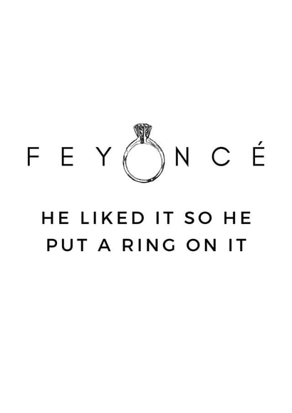 Feyoncé engagement ring card created by Amy (Hedgecards)