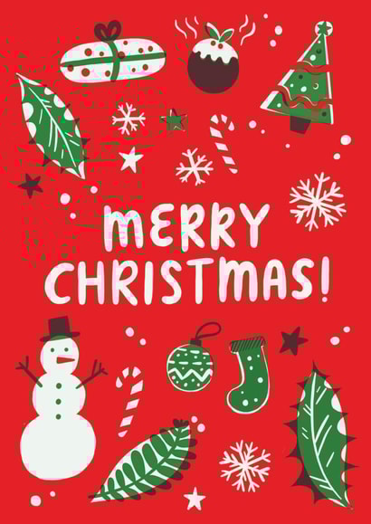 Handdrawn Merry Christmas Card created by Nic Farrell