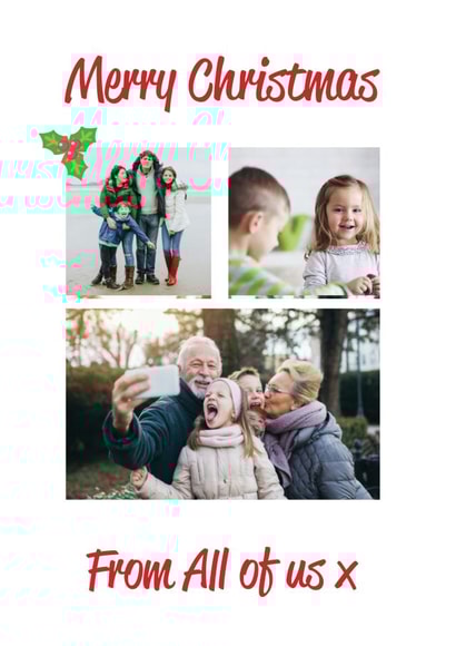 Cute Family Christmas Photo Card - Merry Christmas From All Of Us created by Silly Sentiments