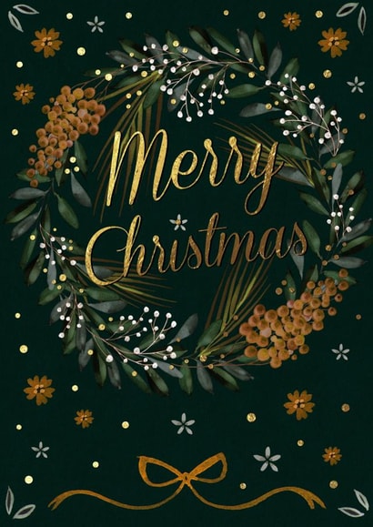 Mistletoe -  Wreath - Traditional - Festive - Pretty - Merry Christmas Card created by Victoria Nelson
