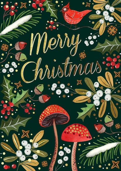 Traditional - Pretty - Festive - Holly - Mistletoe - Robin - Merry Christmas Card created by Victoria Nelson