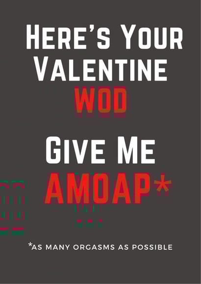 Crossfit adult Valentines Day Card 44844 created by Nice Try Cards