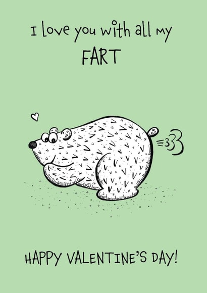 fart bear Valentines Day Card 46080 created by Dionne Turnbull