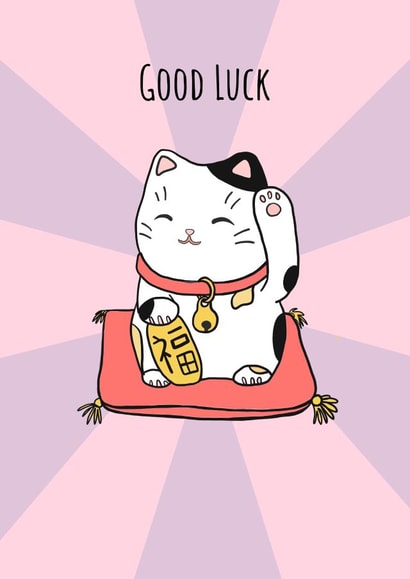 Lucky Cat Good Luck Card created by Send Salutations