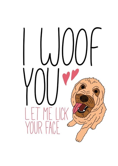 face lick Valentines Day Card 19305 created by prints by beth