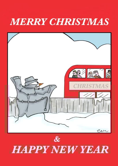 bus snowman Christmas Card 46480 created by Graham Cammillare