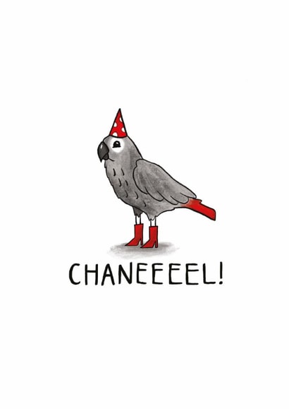 Chanel African Grey Birthday Card created by Odd Socks