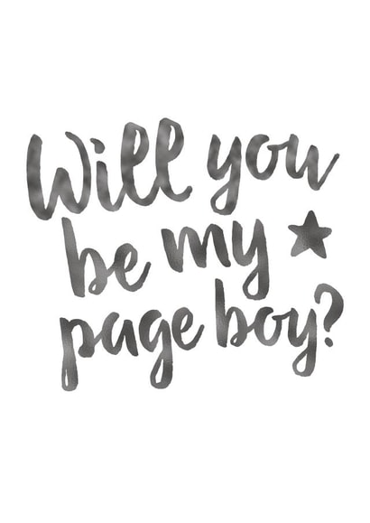 Page Boy Proposal Card - Will You Be My Page Boy - Silver Wedding Card created by Wild Moon Wedding Stationery