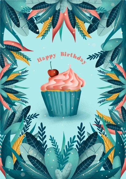 cupcake leaves Birthday Card 19912 created by Natalia Maca