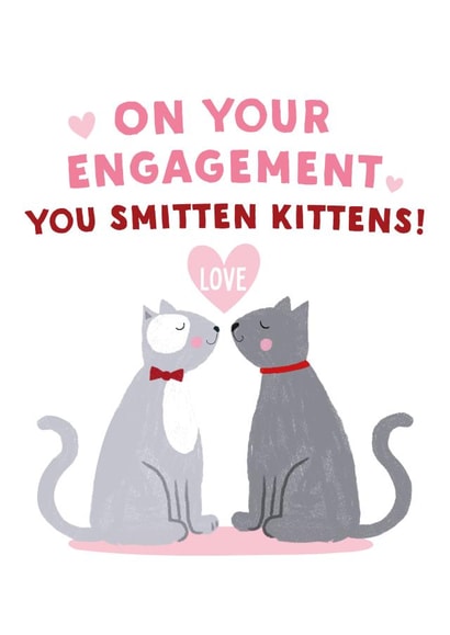 Sweet cat engagement card created by Sarah Corcoran