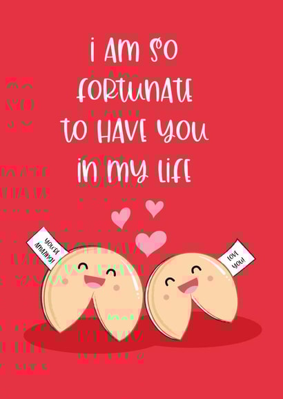 Adorable Fortune Cookie Anniversary Love Valentine Card created by Emoticology Cards