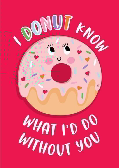 Cute Kawaii Donut Love Card created by Emoticology Cards
