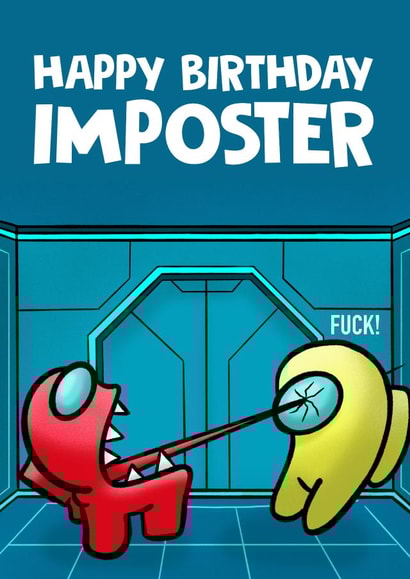 Happy Birthday Imposter Among Us Birthday Card created by @donosdoodles