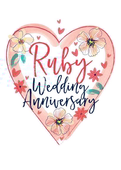 Pretty Floral Ruby Anniversary - 40 Years - Ruby Wedding Anniversary created by Katie Phythian Design