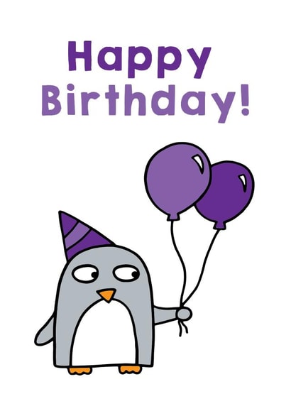 Happy birthday penguin card created by Penguin Parade