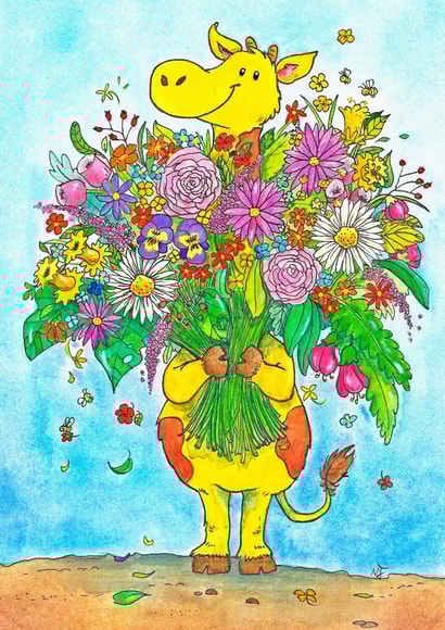 giraffe flowers Thank You Card 46633 created by Nicole Janes