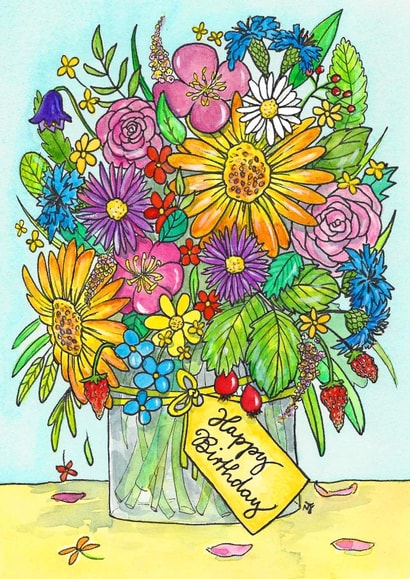 vase flowers Birthday Card 46634 created by Nicole Janes