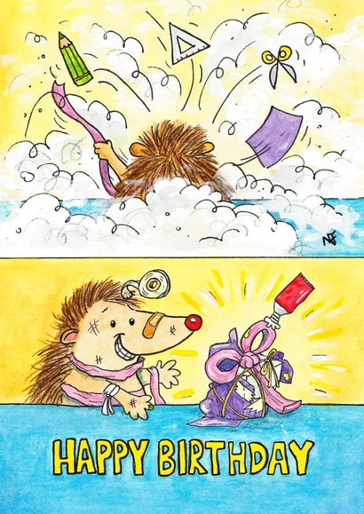 hedgehog wrapping Birthday Card 46636 created by Nicole Janes