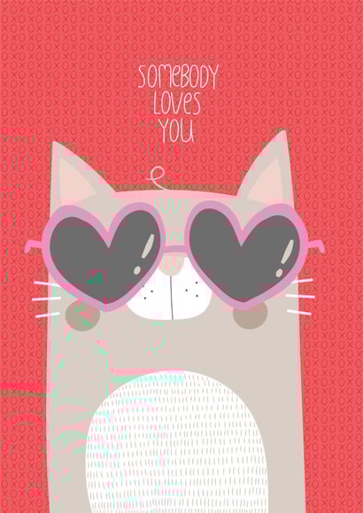 Somebody Loves You Cat With Heart Sunglasses created by Alice Potter