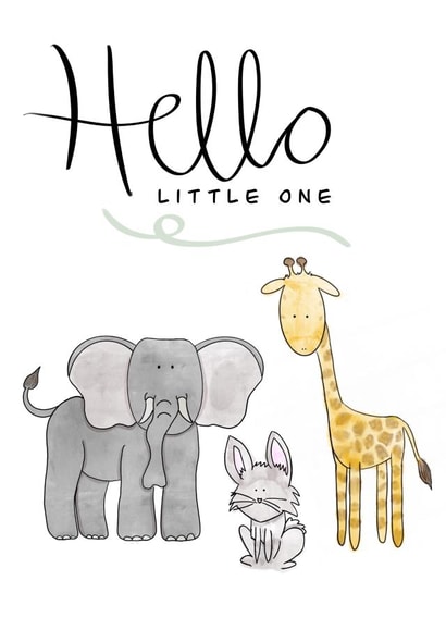 giraffe bunny New Baby Card 20933 created by Acorn Illustrations 