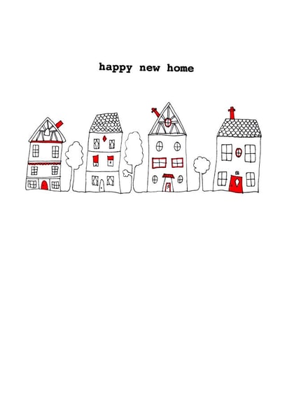 Cute Arty New Home Card - Houses - Happy New Home created by Hello Hatty