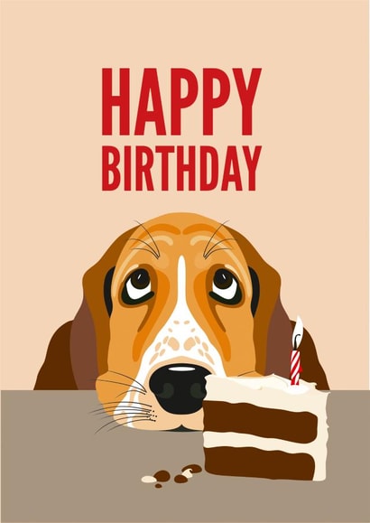 dog basset hound Birthday Card 16828 created by Diva Doodle Designs