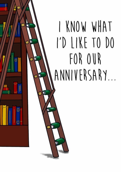 Bridgerton anniversary card - ladder and library scene created by The Amyverse