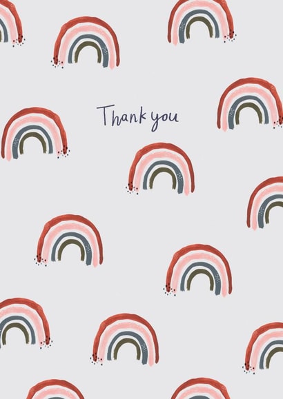 Cute Contemporary Thank You Card - Rainbows created by Laura Pantony