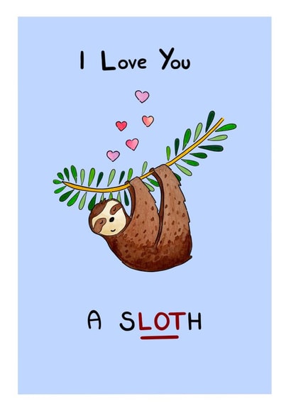 heart sloth Valentines Day Card 21122 created by Meg Lillicrap Studio