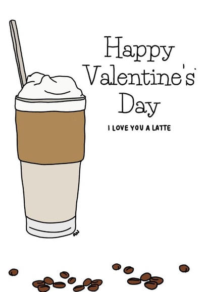 pun latte Valentines Day Card 45975 created by Alex Norman Art 