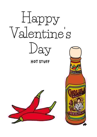 hot sauce chilli Valentines Day Card 45976 created by Alex Norman Art 
