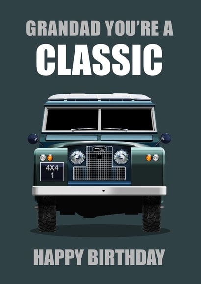 Birthday For Grandad You're a Classic Land Rover 4x4 created by RetroMotion Artwork