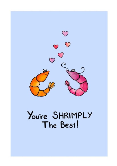 shrimp prawns Valentines Day Card 21123 created by Meg Lillicrap Studio
