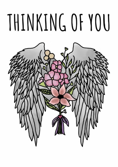 wings flowers Thinking of you Card 21061 created by Cowpat Designs