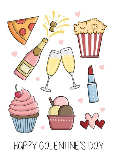 galentines popcorn Valentines Day Card 42054 created by Creaternet