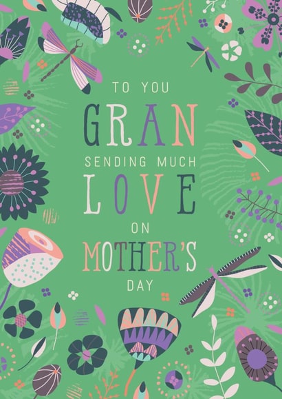 Gran dragonflies and flowers Mother's Day card created by Rebecca Prinn