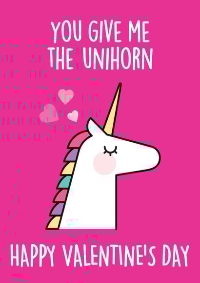 hearts unicorn Valentines Day Card 31080 created by Thirty Mussels