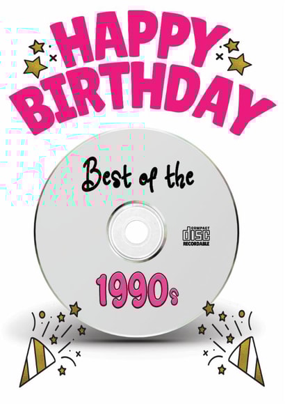Happy Birthday- Best of the 90s Music CD Pink Card created by ShortRound888
