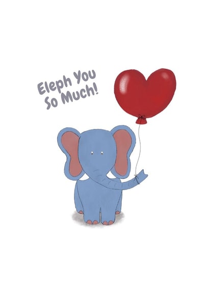 elephant so much Valentines Day Card 14090 created by Emma Riches - Emma Riches Art
