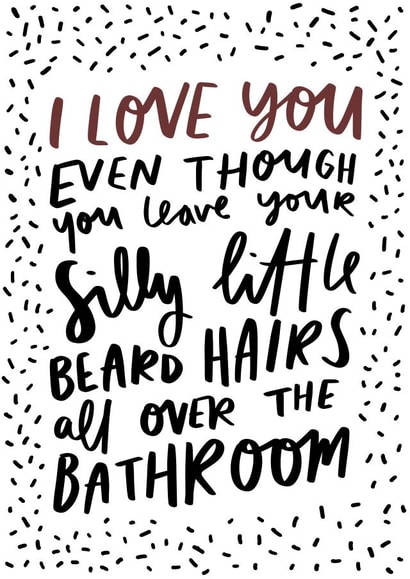 Funny Beard Hairs Love Card created by Studio Yelle