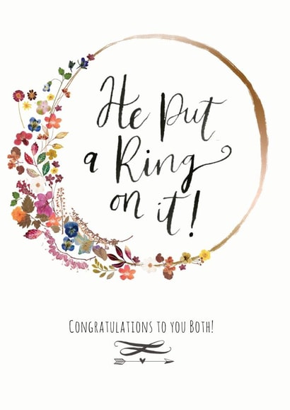 He put a ring on it - floral wedding card created by Emma Valenghi