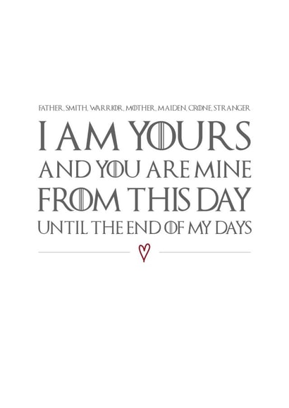 game of thrones wedding vows Engagement & Marriage Card 26606 created by The Cake Thief