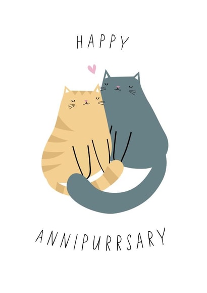 Cute Cat Anniversary Card - Cat Pun - Happy Annipurrsary created by Jessica Eyre