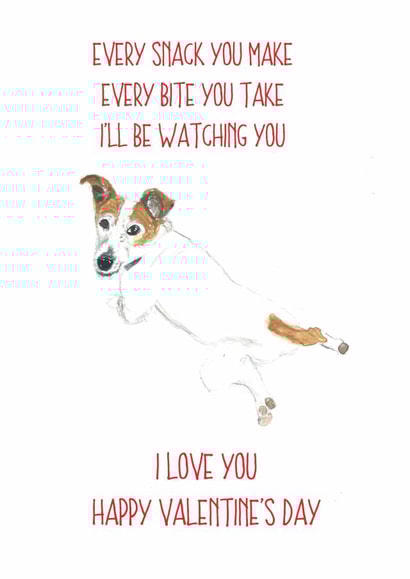 Jack Russell Terrier snack Valentines Day Card 14229 created by Sarah Maddox