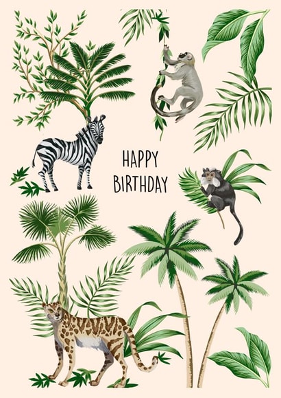 Arty Birthday Card - Wild Animals - Plants & Trees created by Poppy & Mabel